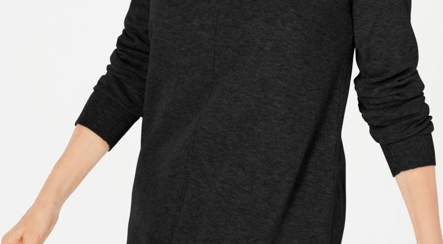 Karen Scott Women's Crewneck Long-Sleeve Sweater Black Size Medium