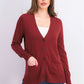 Charter Club Women's Merino Wool V-Neck Cardigan Wine Size Large