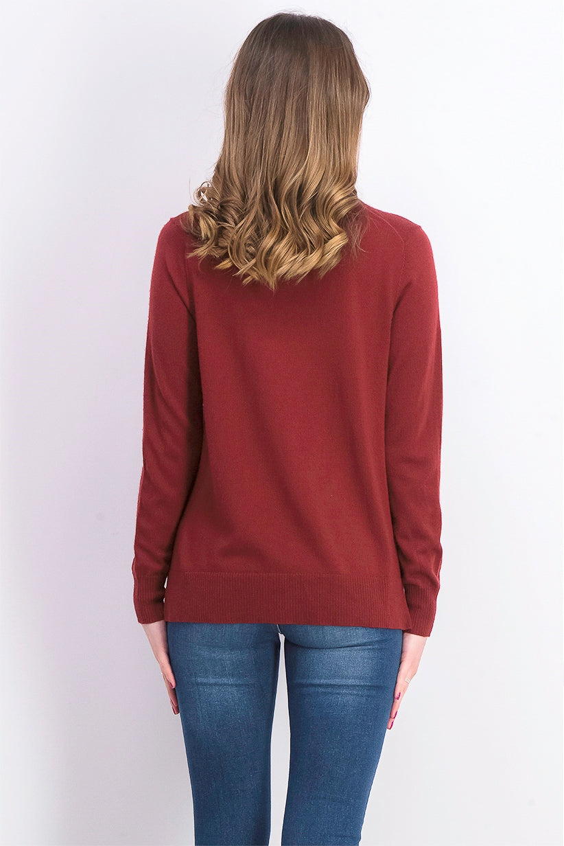 Charter Club Women's Merino Wool V-Neck Cardigan Wine Size Large