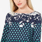 Charter Club Women's Printed Boat-Neck Top Blue Size Medium