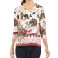 Charter Club Women's Garden Printed V-Neck Top Dark Pink Size Medium