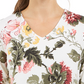 Charter Club Women's Garden Printed V-Neck Top Dark Pink Size Medium
