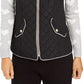 Charter Club Women's Quilted Stand-Collar Vest Black Size Small