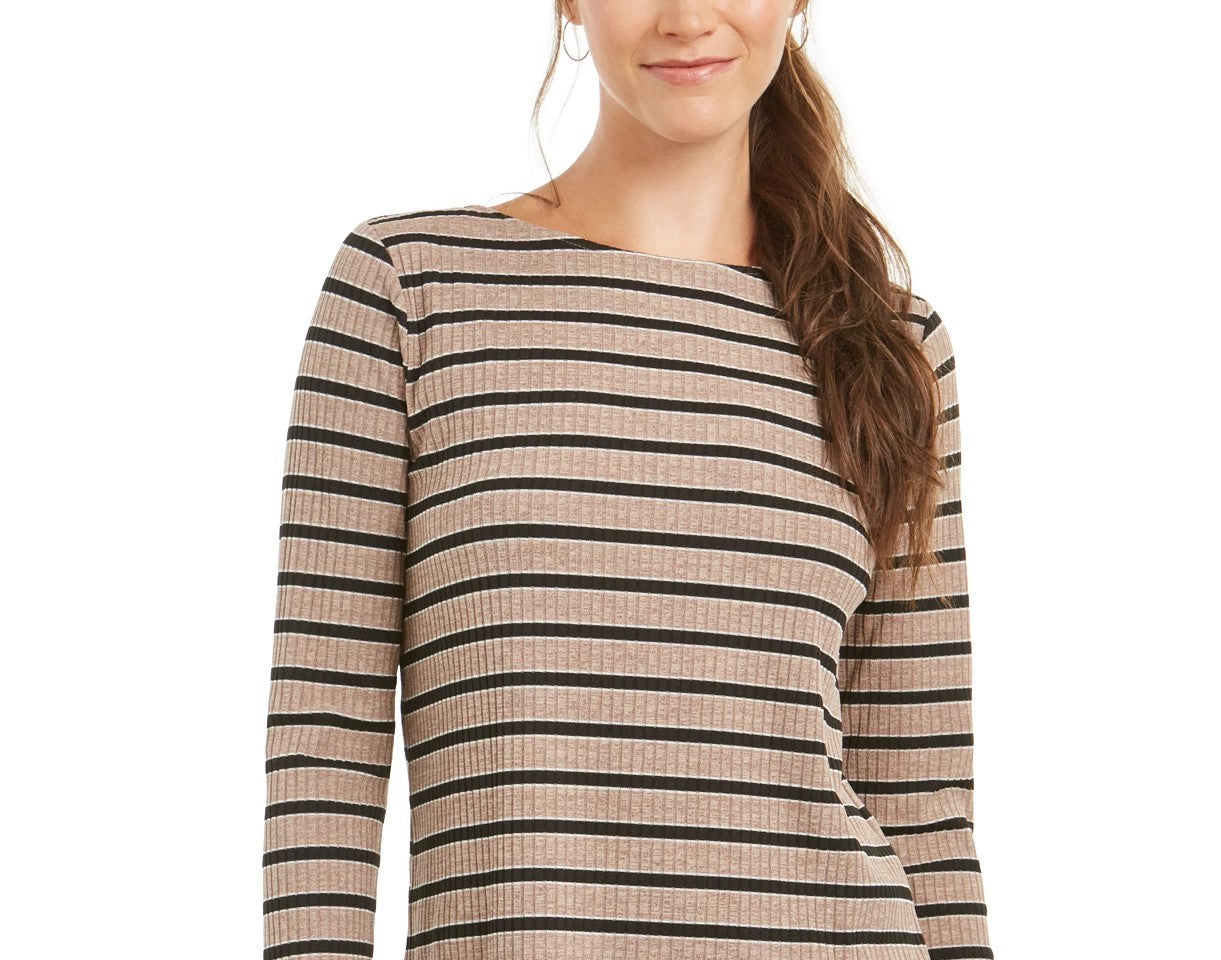 Charter Club Women's Heather Long Sleeve Top Dark Beige Size X-Large