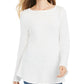 Style & Co Women's Ruffle Hem Knit Sweater White Size Large
