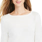 Style & Co Women's Ruffle Hem Knit Sweater White Size Large