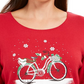 Karen Scott Women's Snow Bike Cotton Top Bright Red Size Medium