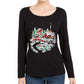Karen Scott Women's Glitter Graphic Holiday Shirt Black Size Small