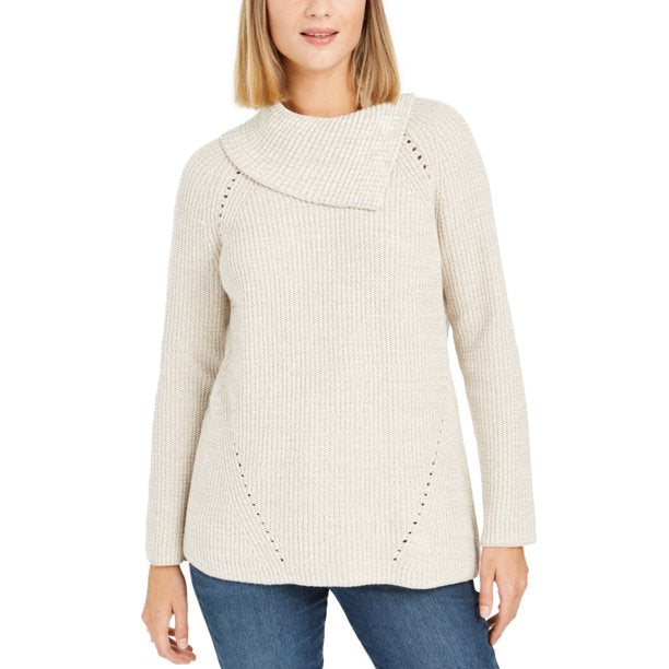 Style & Co Women's Pointelle-Knit Sweater Beige Size Medium