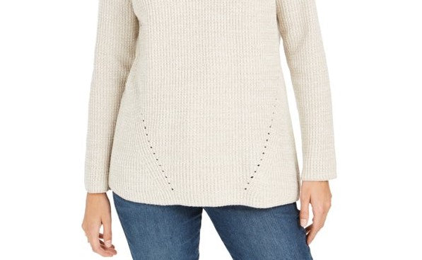 Style & Co Women's Pointelle-Knit Sweater Beige Size Medium