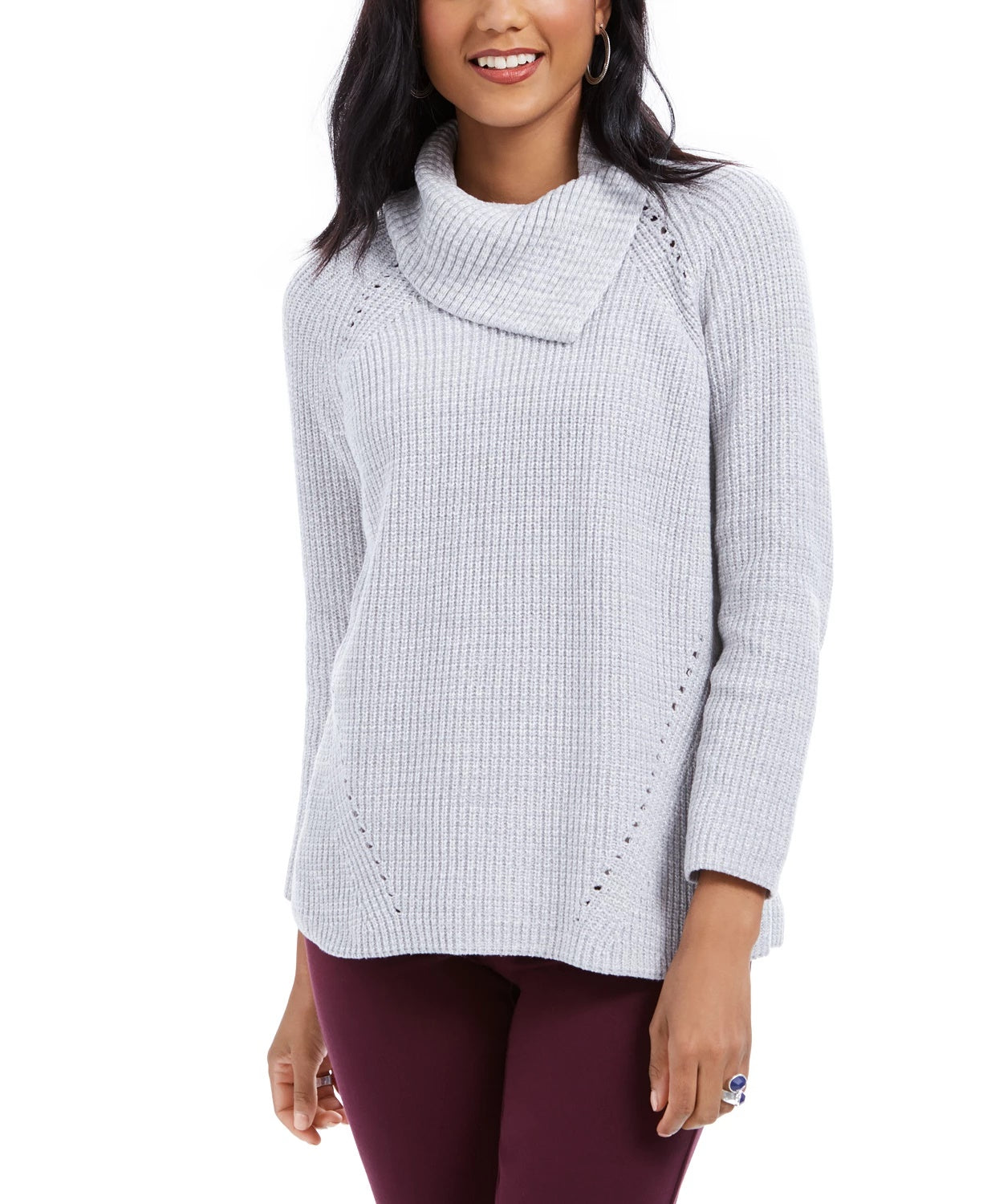 Style & Co Women's Pointelle-Knit Sweater Gray Size Medium