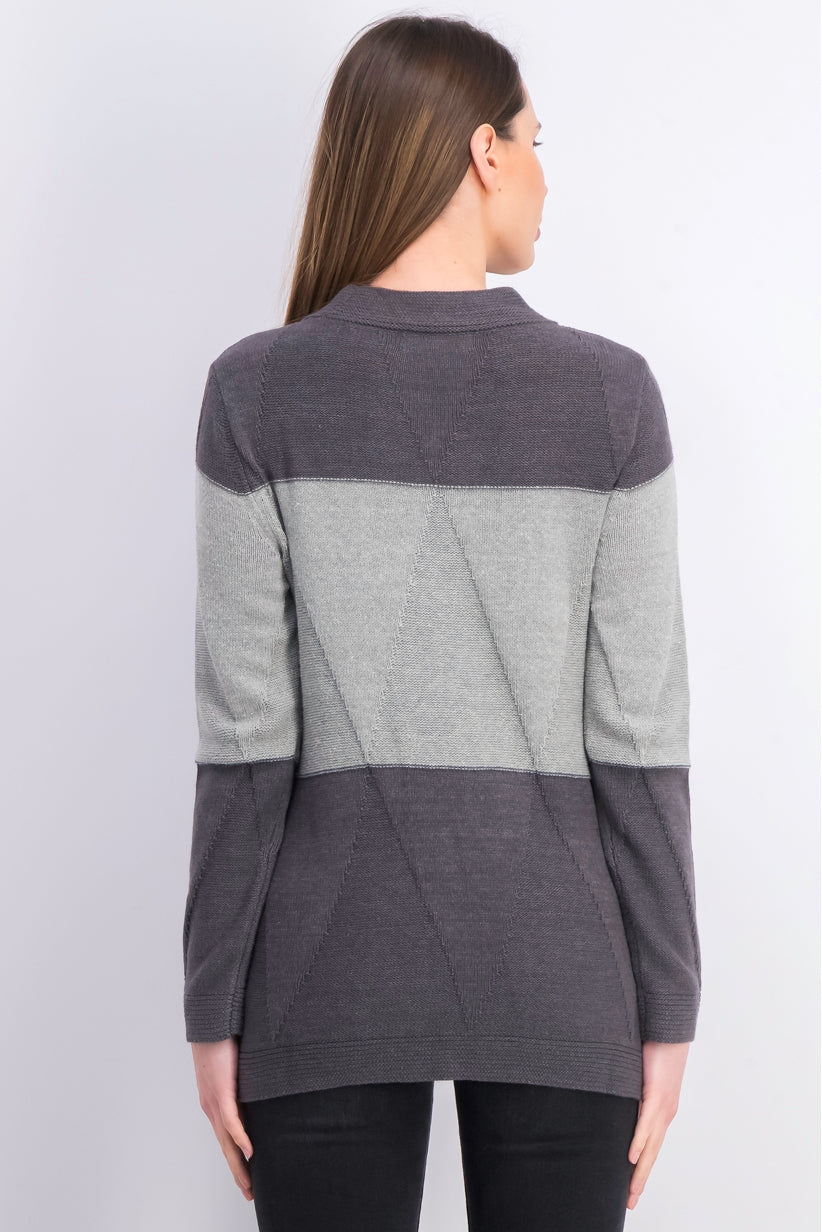 Karen Scott Women's Grace Colorblocked Sweater Med Gray Size Small
