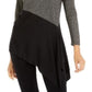Alfani Women's Asymmetrical Colorblocked Shimmer Top Black Size XX Large