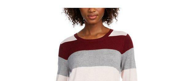 Maison Jules Women's Striped Sweater Wine Size Extra Large