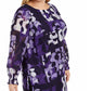 Alfani Women's Plus Size Printed Shirred-Cuff Tunic  Purple Size 1X