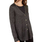 Alfani Women's Metallic Shirttail Cardigan Sweater Black Size Petite Medium