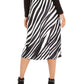 Alfani Women's Zebra-Print A-Line Midi Skirt Black Size 4