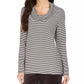 Charter Club Women's Striped Cowl-Neck Top Black Size XX-Large