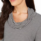Charter Club Women's Striped Cowl-Neck Top Black Size XX-Large
