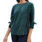 Charter Club Women's Velvet Tie-Sleeve Top Dark Green Size Large
