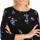 Charter Club Women's Floral Print Pleated Yoke Blouse Black Size X-Small