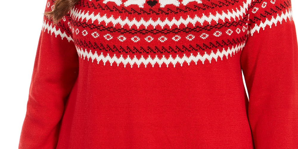Charter Club Women's Plus Size Fair-Isle Printed Sweater Red Size 2X