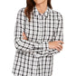 Charter Club Women's Cotton Plaid Shirt White Size Small