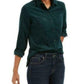 Charter Club Women's Solid Corduroy Shirt Dark Green Size Medium