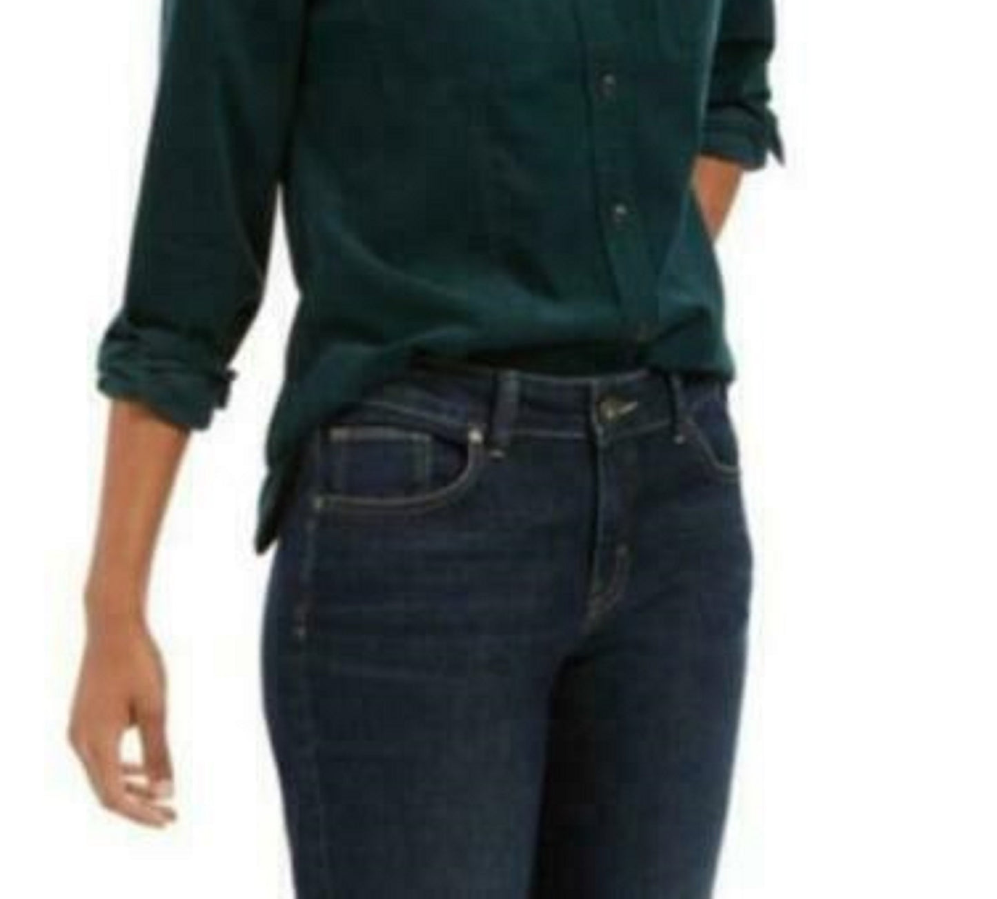 Charter Club Women's Solid Corduroy Shirt Dark Green Size Medium