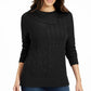 Charter Club Women's Patchwork Stitch Asymmetrical Collar Sweater Black Size X-Large