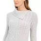 Charter Club Women's Patchwork Stitch Asymmetrical Collar Sweater Medium Grey Size Small