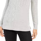 Charter Club Women's Patchwork Stitch Asymmetrical Collar Sweater Medium Grey Size Small
