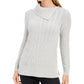 Charter Club Women's Patchwork Stitch Asymmetrical Collar Sweater Medium Grey Size Small