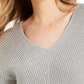 Charter Club Women's Cotton Textured V-Neck Sweater Gray Size Small
