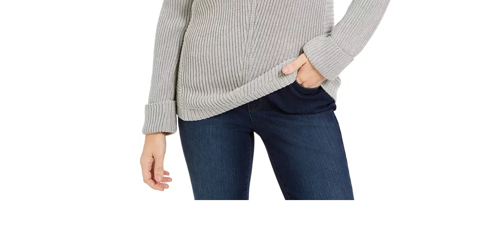 Charter Club Women's Cotton Textured V-Neck Sweater Gray Size X-Large