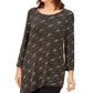 JM Women's Collection Asymmetrical Metallic Top Black Size Large