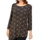 JM Collection Women's Metallic Asymmetrical Top Black Size Petite Medium