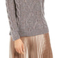Charter Club Women's Cowl-Neck Cable-Knit Glitter Sweater Gray Size X-Large