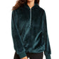 Ideology Women's Faux-Fur Quarter-Zip Hoodie Dark Green Size Small