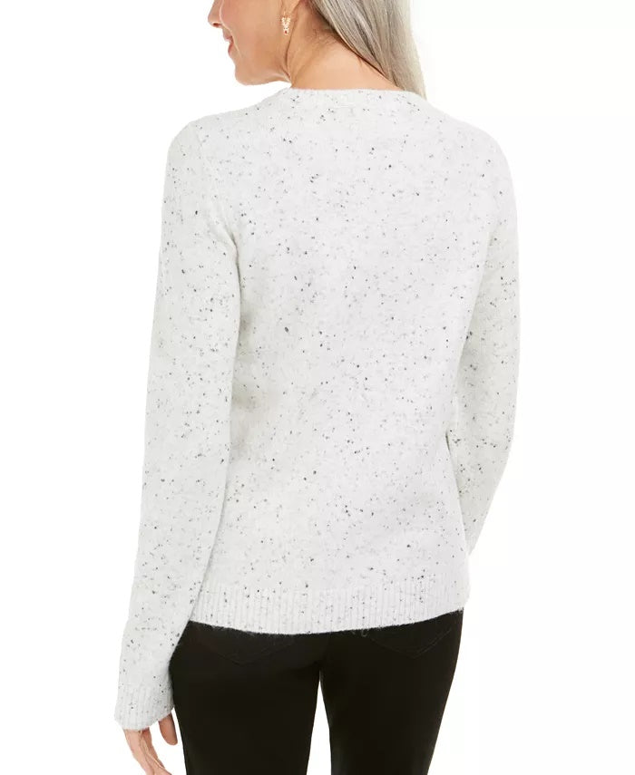 Karen Scott Women's Sequined Reindeer Sweater White Size X-Large