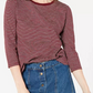 Maison Jules Women's Striped 3/4-Sleeve Shirt Wine Size Large