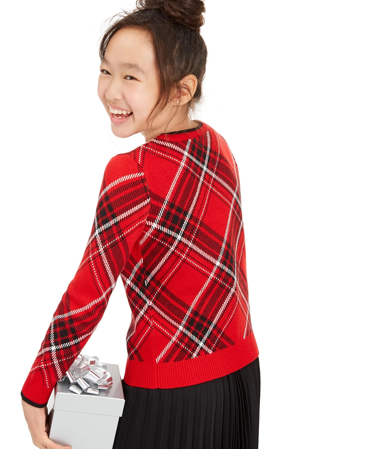 Charter Club Big Girls Plaid Family Sweater Red Size Medium