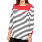 Karen Scott Sport Colorblocked Striped Top Bright Red Size Large