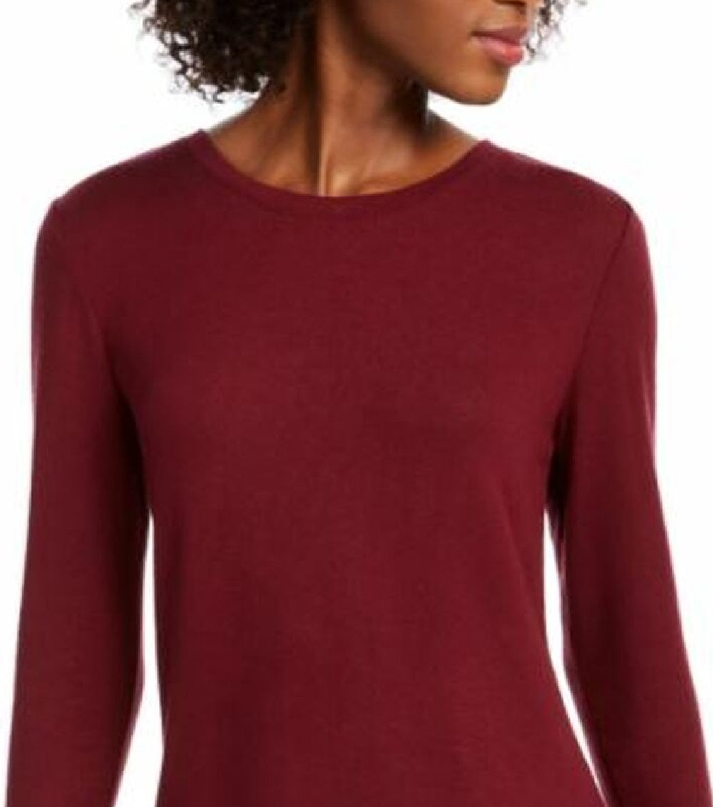 Maison Jules Women's Floral Print Ruffle Top Wine Size Medium