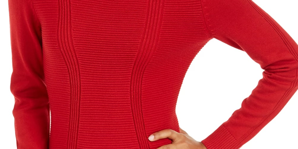 Style & Co Women's Mixed Stitch Sweater Red Size Medium
