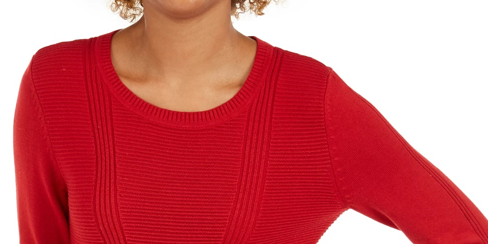 Style & Co Women's Mixed-Stitch Sweater Red Size Small