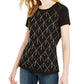 INC International Concepts Women's Cotton Raining Rhinestone Embellished T Shirt Black Size Large