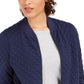 Charter Club Women's Textured Knit Bomber Jacket Blue Size XX-Large