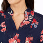 Charter Club Women's Floral Print Split-Neckline Tunic Blue Size XX-Large