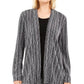 JM Collection Women's Layered-Look Metallic Cardigan Black Size Medium